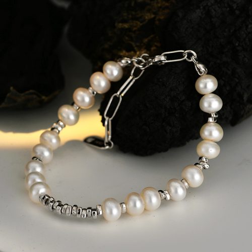 Pulsera de estilo chino nuevo de plata rota con perlas de agua dulce